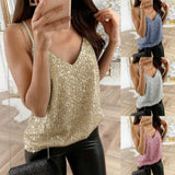 Plus Size Womens Glitter Strappy Tank Tops Ladies