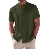 Summer Shirt Men's Short Sleeve Cotton Linen Tshirt