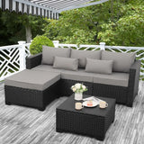 3 Pieces Patio Furniture Set Outdoor Sectional Wicker