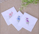 DHL200pcs Handkerchief Cotton Floral Embroidery Lace Edge Square