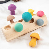 Wooden Rainbow Blocks Mushroom Picking Game Wood Baby