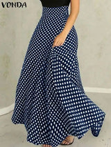 Plus Size VONDA Women High Waist Long Skirts