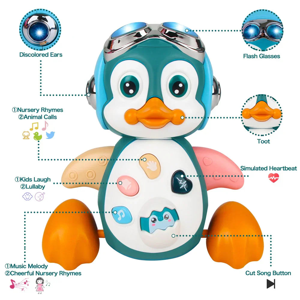 Baby Crawling Toys Musical Penguin Infant Moving Walking