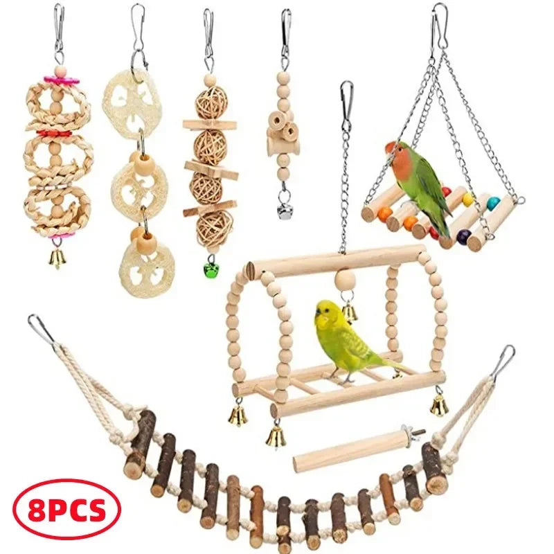 Toys Standing Bell Swing Toy Parrot Bird Combination