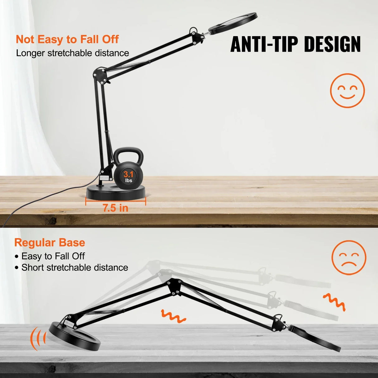 VEVOR Magnifying Glass with Light 5X Magnifying Lamp