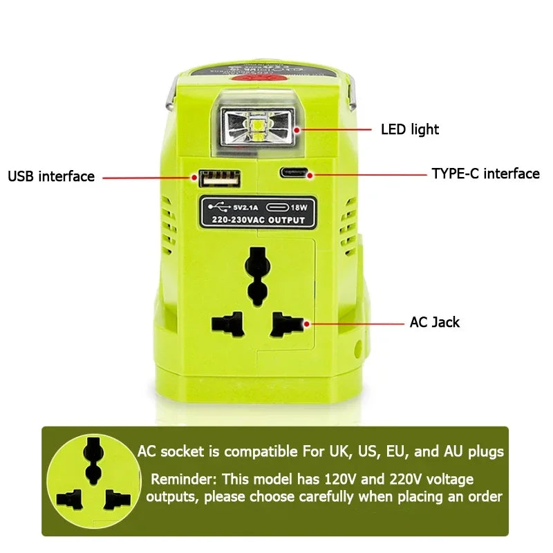 200W Power Inverter Generator for Ryobi 18V Lithium