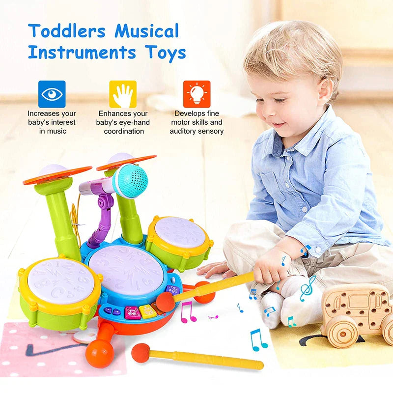 Kids Drum Set Toddlers 1-3 Musical Baby Educational