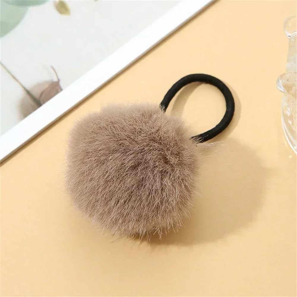 Cute Fur Ball Plush Hair Rope High Elastic