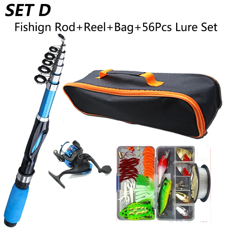 Fishing Rod Full Kits 1.2M Telescopic Sea Spinning