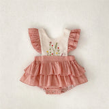 Ruffles Lace Baby Girls Romper Dress Summer Vintage