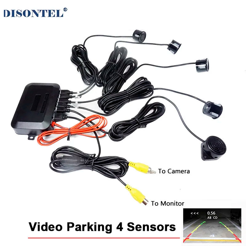 DC12V Video Parking 4 Sensors Car Reverse Backup