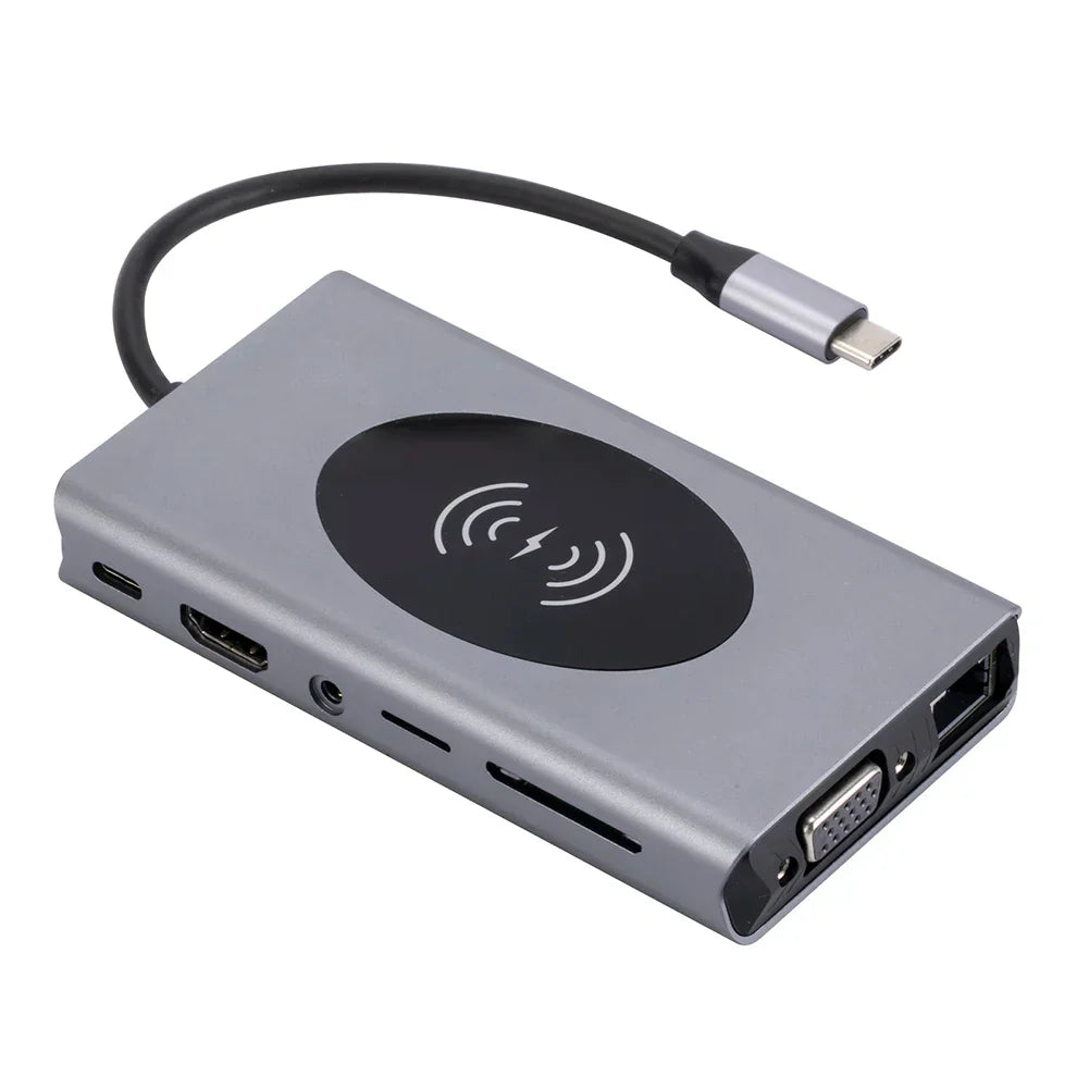 USB C HUB 20W Wireless Charging 1000M RJ45