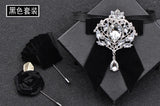 Men's Wedding Bow Tie Pins Set Luxury Rhinestone