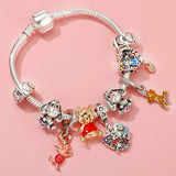 Cute Enamel Disney Princess Dress Charms Bracelet Women