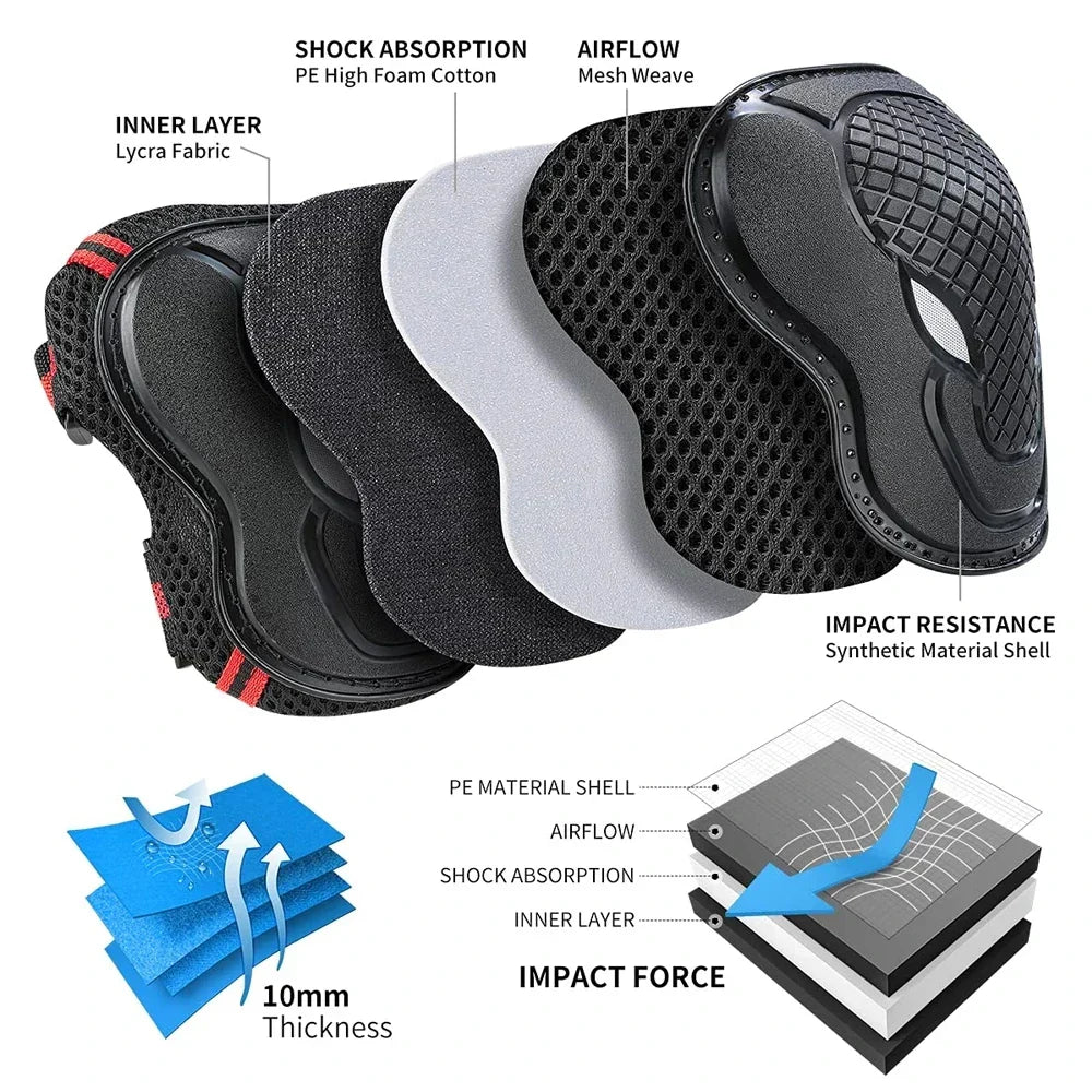 6-Piece Knee Pads Protective Gear Set Sports Knee