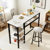 3 Piece Bar Table and Stool Set,Modern White