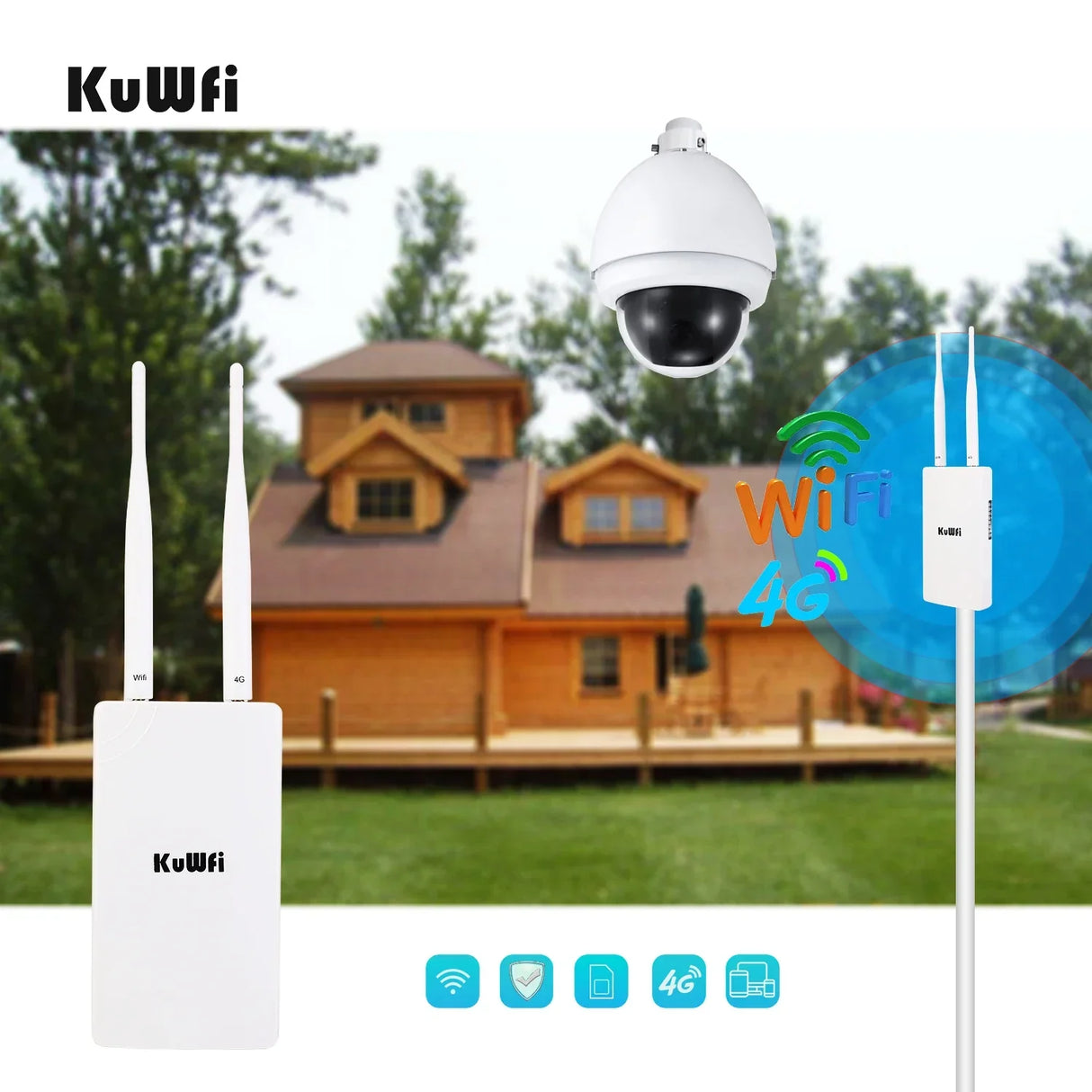 KuWFi 4g Outdoor Wifi Router With Sim Card