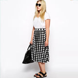 Plus Size Black And White Plaid Aline Skirt