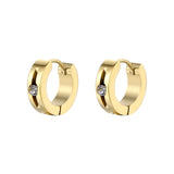 New Trendy Round Hoop Earrings Simple Zircon Stainless