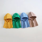 Baby Knitted One-piece Cap Scarf Solid Color Warm