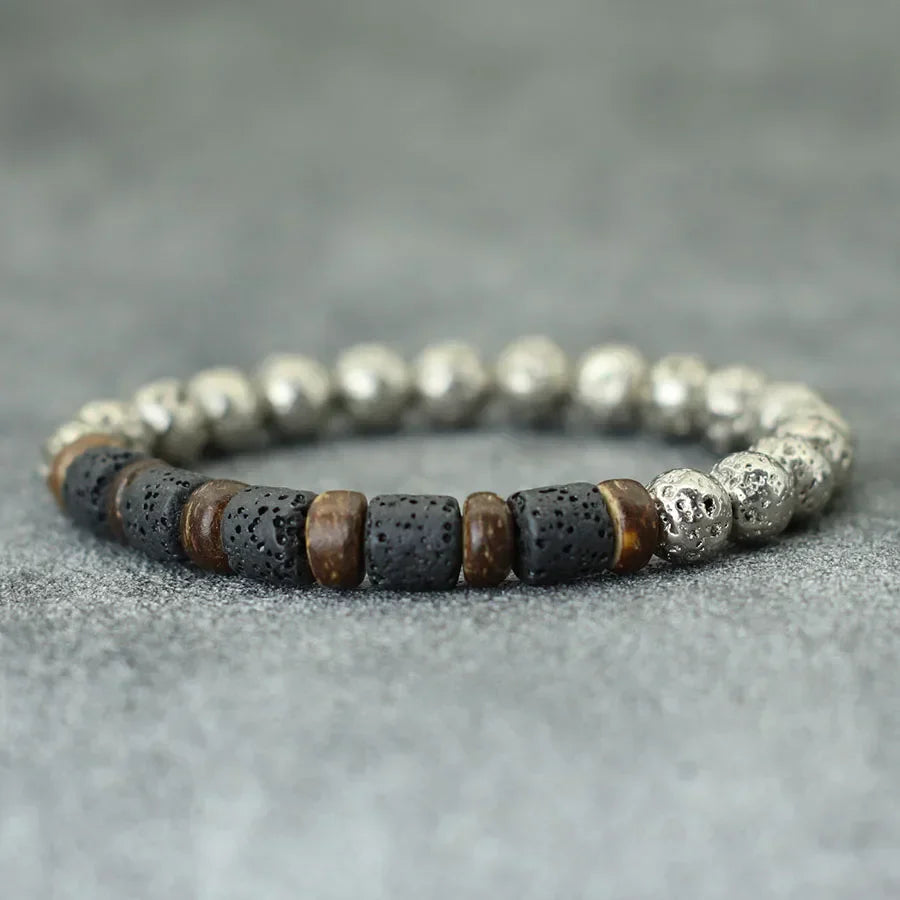 2024 New Natural Volcanic Rock Bracelet For Men