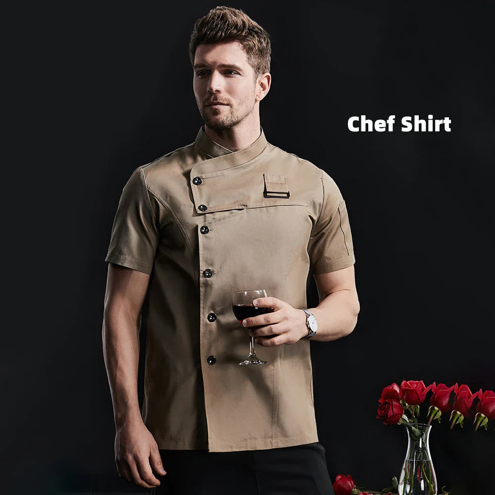 Khaki Chef Uniform Catering Workwear Head Chef Shirts