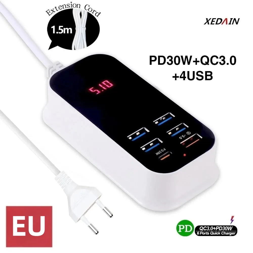 Multiple USB Charger PD 30W Type C Fast
