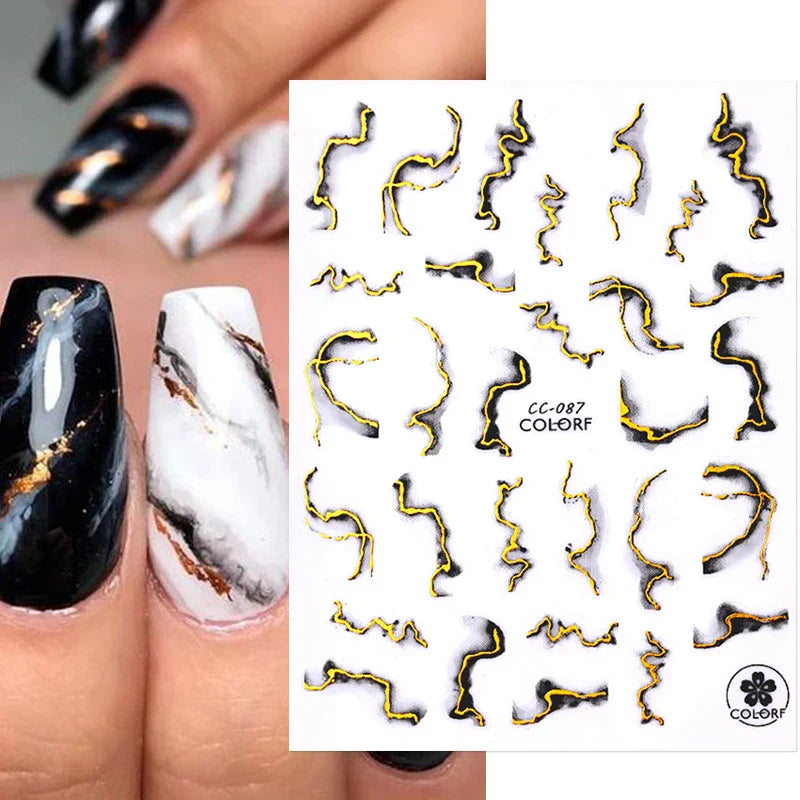 Purple Marble Nails Stickers Smoke Design Manicure Decals