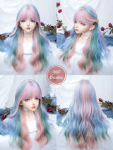 28Inch Iridescent Rainbow Color Multicolour Synthetic Wigs With