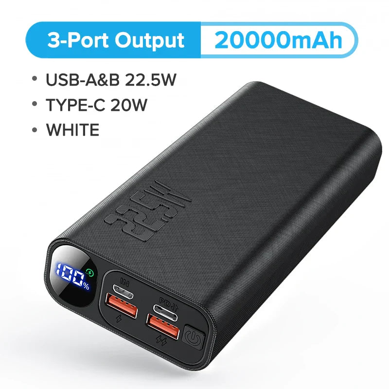 QOOVI Power Bank 20000mAh Portable PD 20W Fast