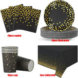 Black and Gold Party Supplies Polka Dot Plate