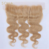 #27 Honey Blonde Brazilian Body Wave Remy Hair Weave Bundles with 13x4 Frontal Closure