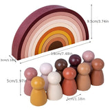 Arched Wooden Rainbow Building Blocks Kids Montessori Games