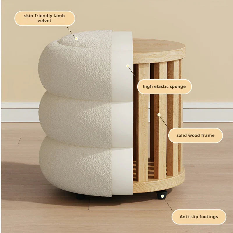 Living room Lamb wool low stool home shoe