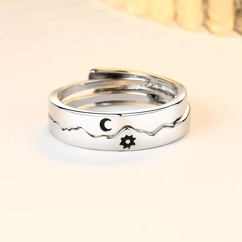 12pcs New Couple Ring Set Minimalist Zircon Moon