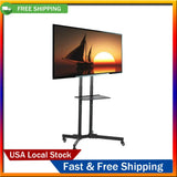 TV Stand Cart for TVs 75", Black Floating