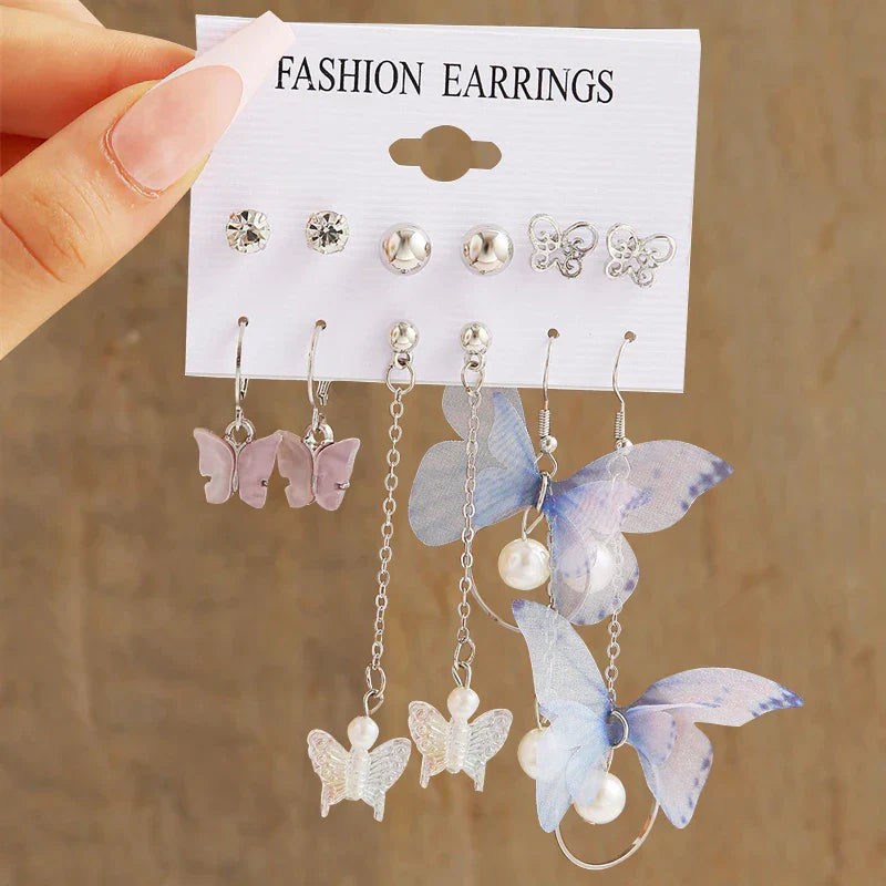 17KM Cartoon Frog Duck Earrings Set Animal Butterfly