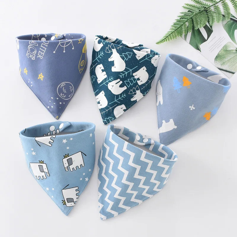 5Pcs/Set Baby Bibs Triangle Double Cotton Bandana Bibs