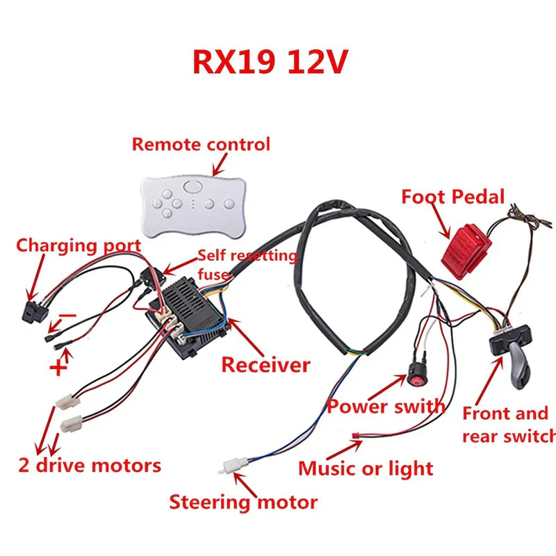 12V Children's electric car DIY accessories wiring harness