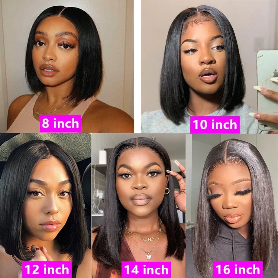 Lace Front Short Bob Wig Straight Natural Black