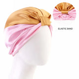 Women Stretch Silk Imitation Nightcap Fashion Color Contrast