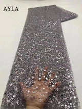 5 Yards Tulle Net African Lace Fabric Beaded