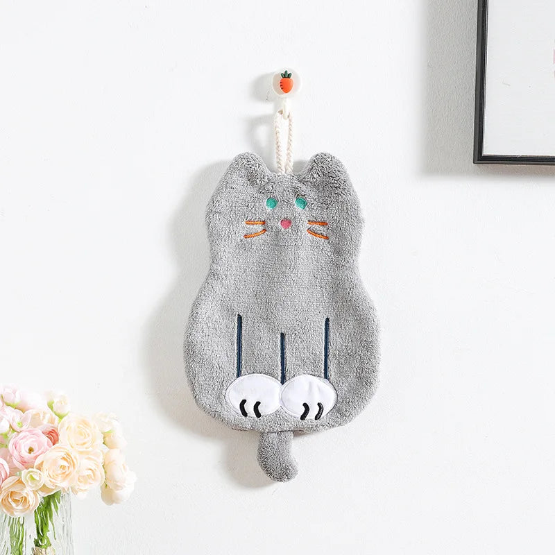 Cute Coral Plush Cat Wipe Towel Microfiber Hand