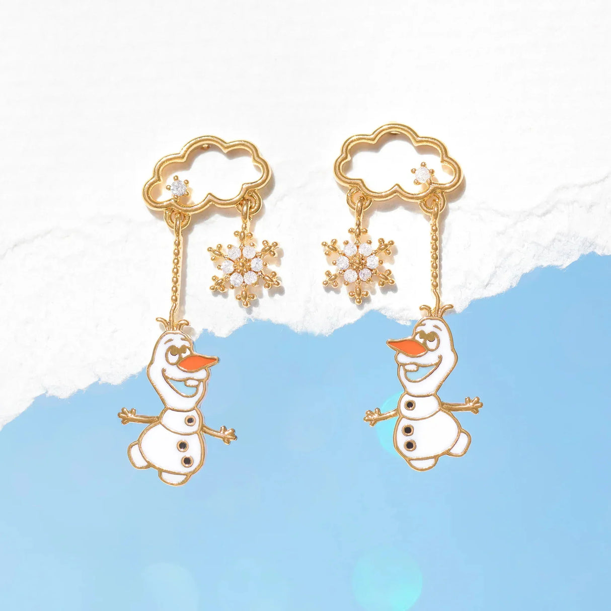 New ins Cute White Snowman Earrings Exquisite Princess