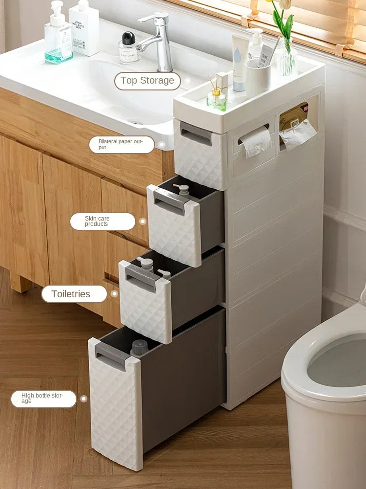 Multi-functional 18CM Wide Bathroom Slot Storage: Large Capacity
