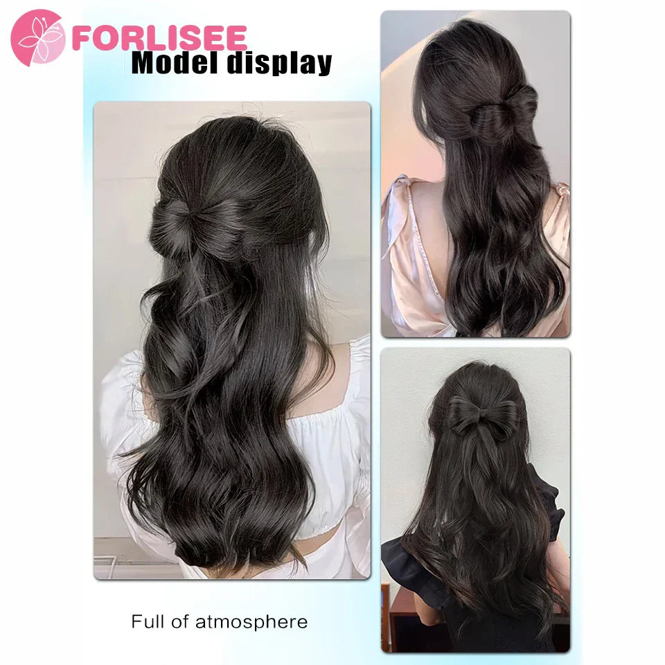 FORLISEE Bowknot Halftie High Ponytail Wig Clip Hair