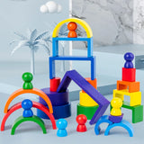 In Small Wooden Rainbow Stacker Nesting Puzzle Blocks