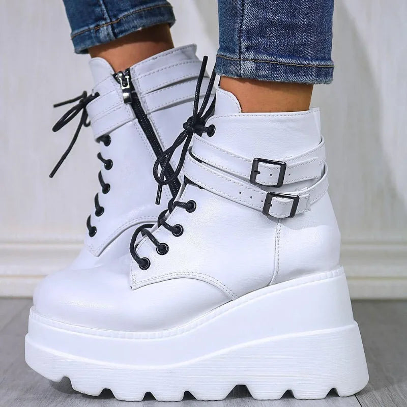 2023 New Spring Autumn Fashion Platform Wedge Boots