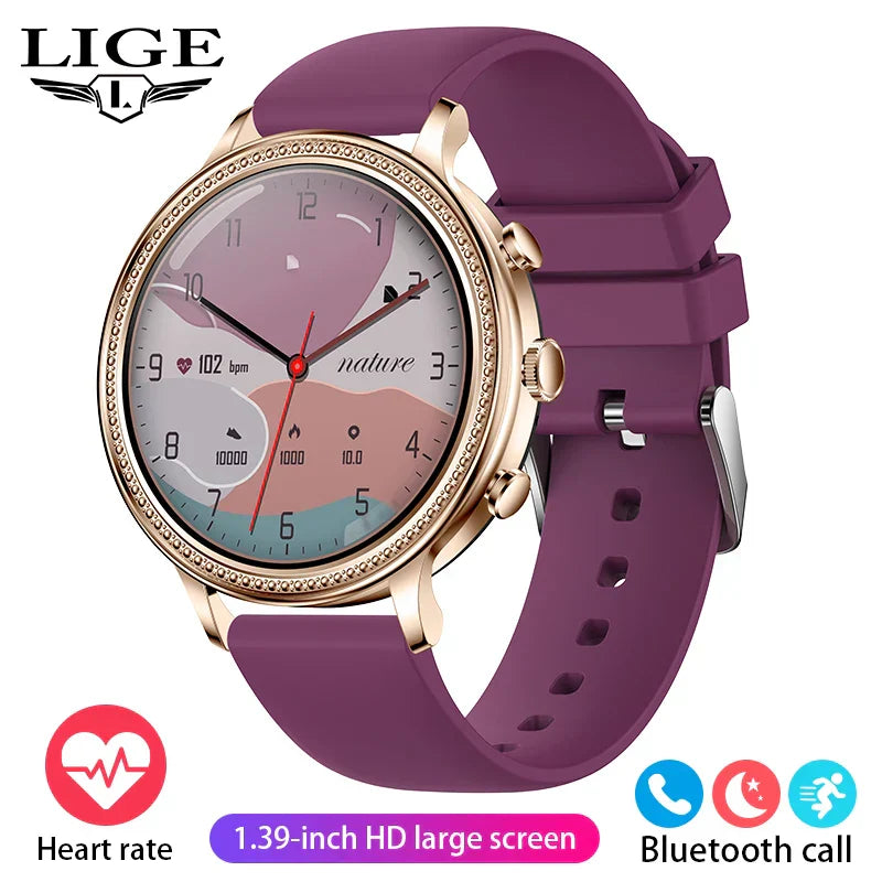 LIGE Luxury Smart Watches For Women Bluetooth Call