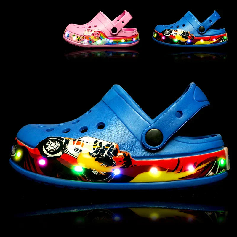 Summer Children Hole Sandals LED Lighted Flashing Light